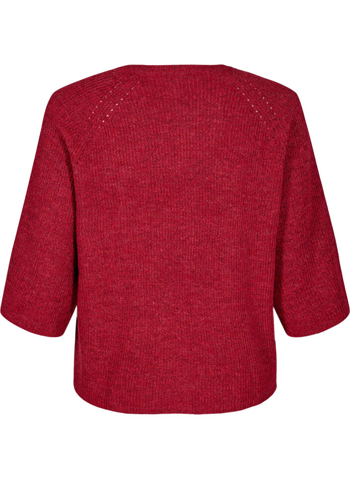 Ripppullover mit 3/4-&Auml;rmeln, Rot, Packshot image number 1