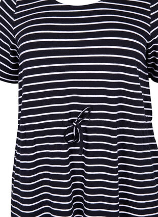 Midikleid aus Baumwolle mit kurzen Ärmeln, Black Stripe, Packshot image number 2