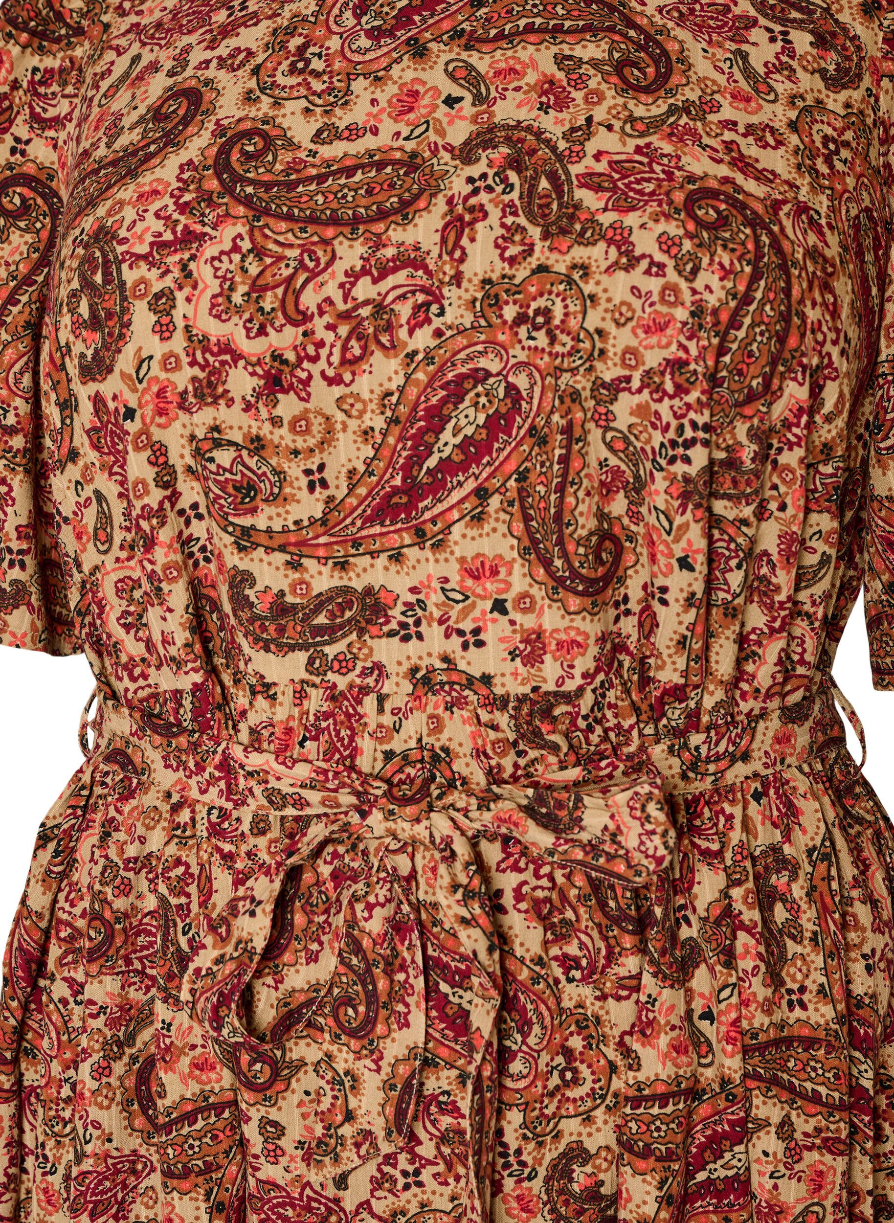 ZizziKleid mit Paisleymuster und Bindeg&uuml;rtel, Braun, Packshot image number 2