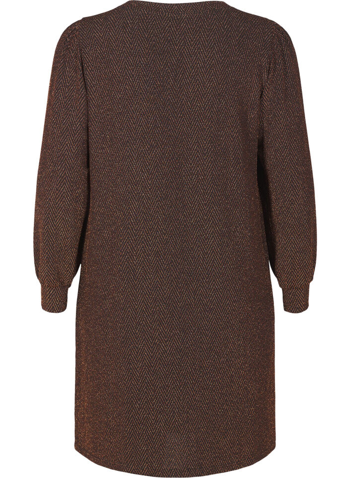 Kleid mit Zickzackmuster und Glitzer, Copper ZigZagShimmer, Packshot image number 1