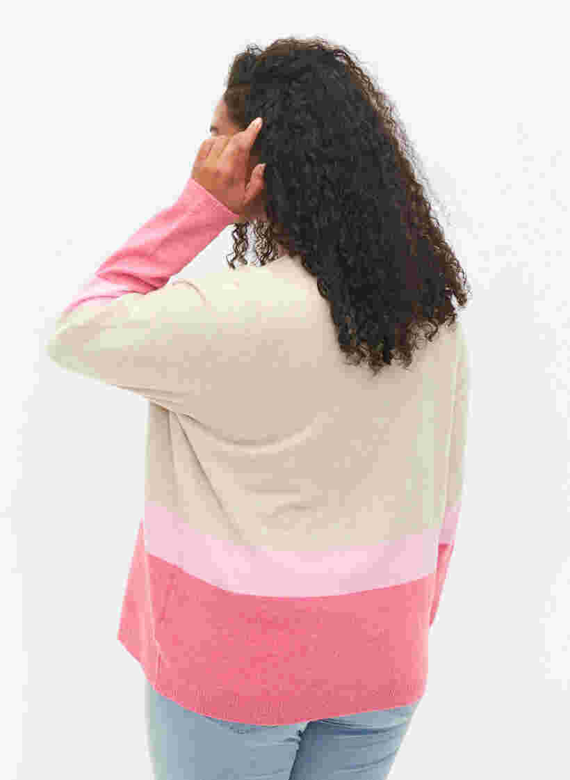 Strickbluse mit Rundhalsausschnitt, Hot Pink Comb, Model image number 1