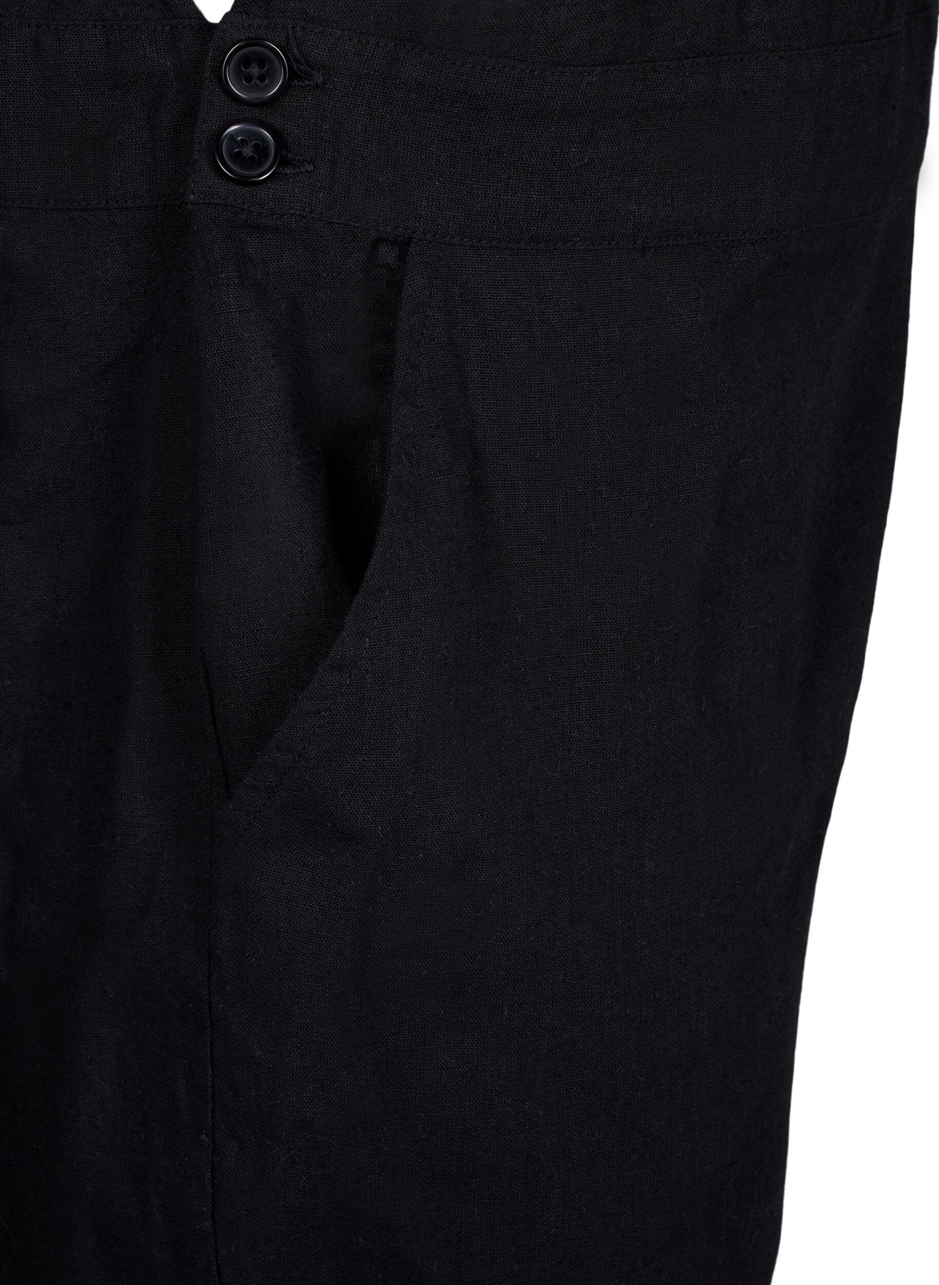 Zizzi Latzhose aus Leinenmischung, Black, Packshot image number 3