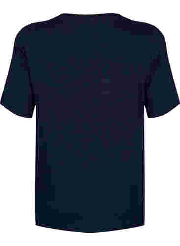 T-Shirt aus Viskose mit Rippstruktur, Navy Blazer, Packshot image number 1