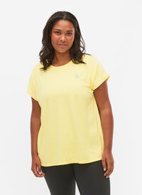 Kurzarm Trainingsshirt, Lemon Meringue, Model