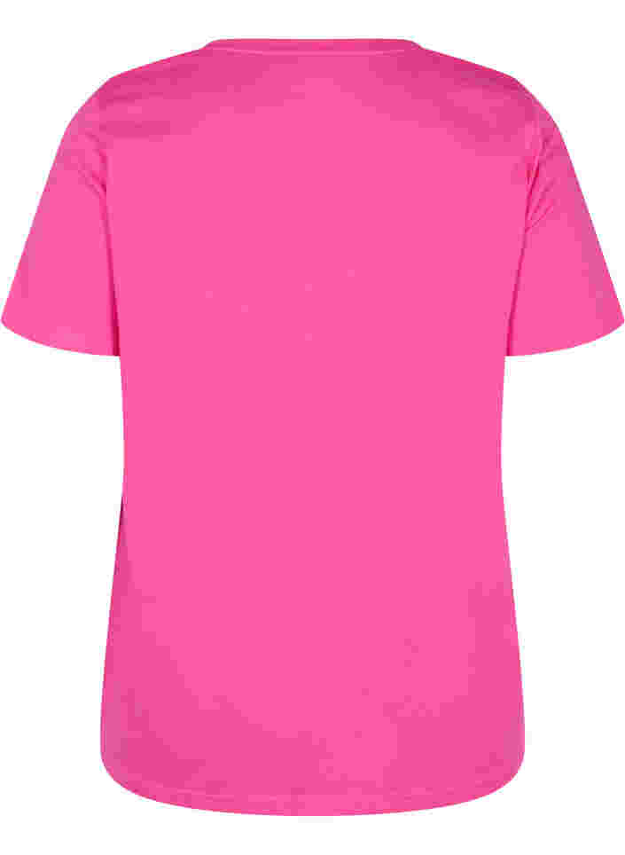 Kurzärmeliges Baumwoll-T-Shirt mit Aufdruck, Magenta Beautiful, Packshot image number 1