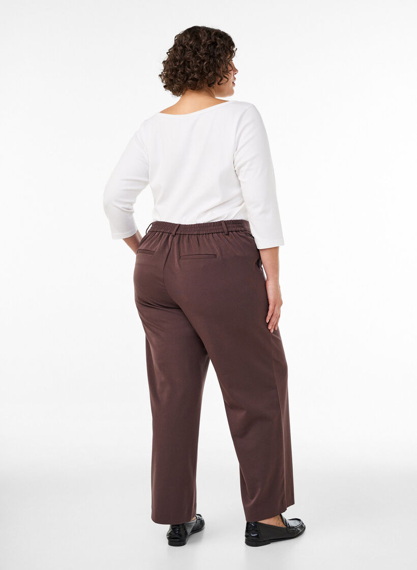 Hoch taillierte Anzughose mit gerader Passform, Braun, Model image number 1