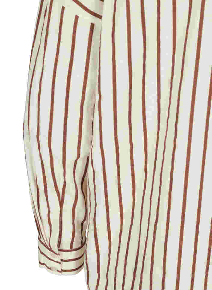 Lange Hemdbluse aus Baumwolle mit Streifen und V-Ausschnitt, Stripe, Packshot image number 3