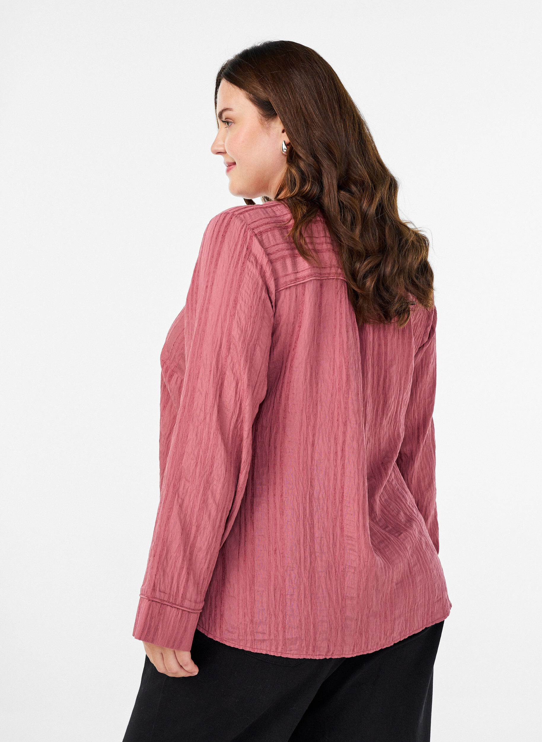 Zizzi Bluse mit Ton-in-Ton-Struktur und Kn&ouml;pfen, Rot, Model image number 2