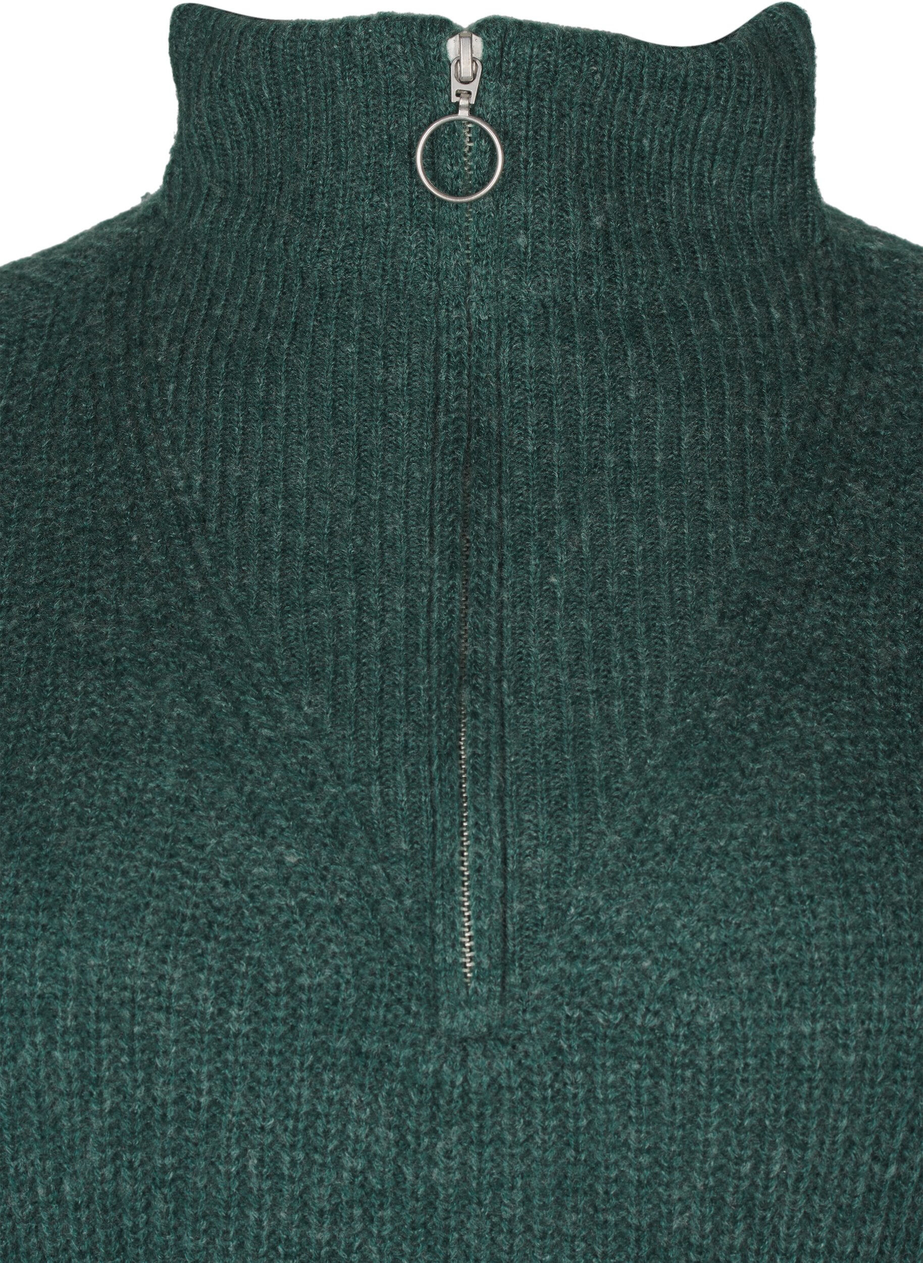 Zizzi FLASH &ndash; Strickpullover mit hohem Kragen und Rei&szlig;verschluss, Gr&uuml;n, Packshot image number 2