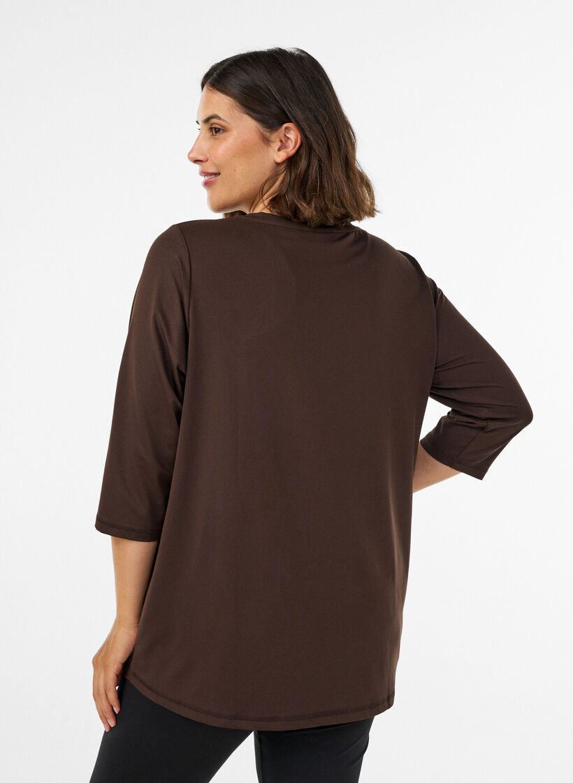 Trainingsshirt mit 3/4-&Auml;rmeln, Braun, Model image number 2