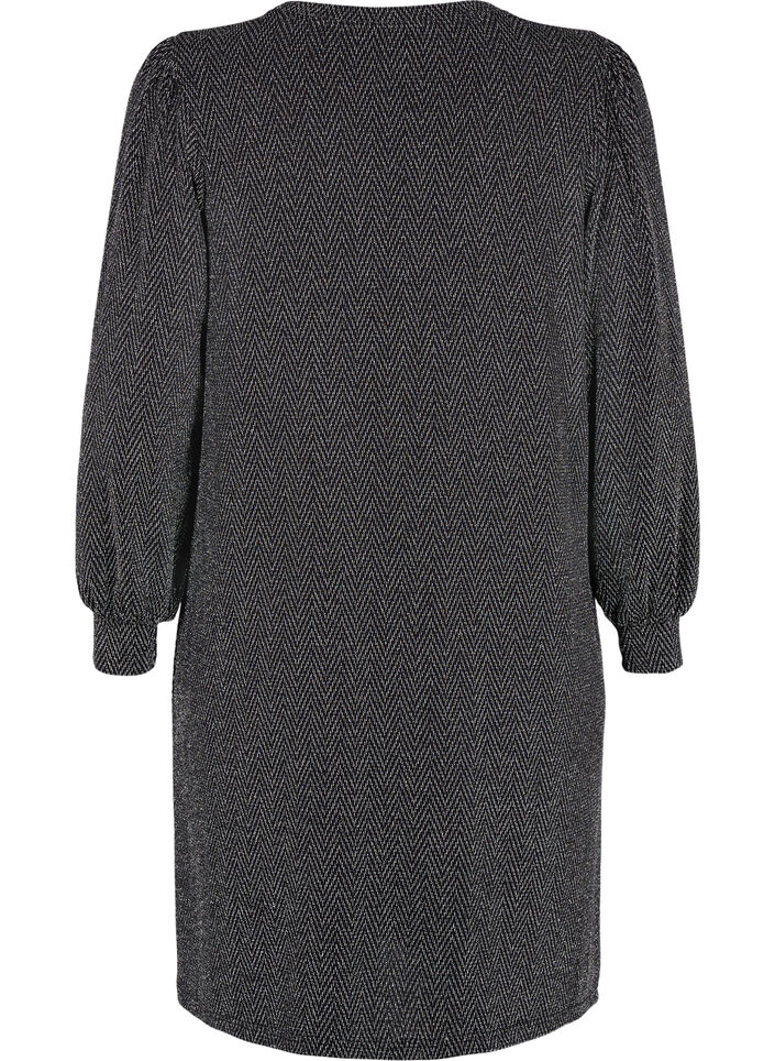 Kleid mit Zickzackmuster und Glitzer, Silver ZigZagShimmer, Packshot image number 1