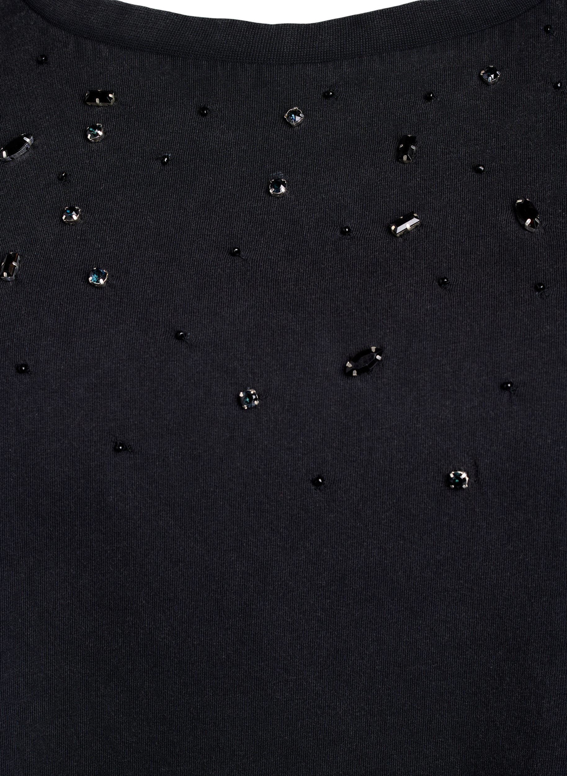 Zizzi Boxy T-Shirt mit Perlen und Strasssteinen, Grau, Packshot image number 2