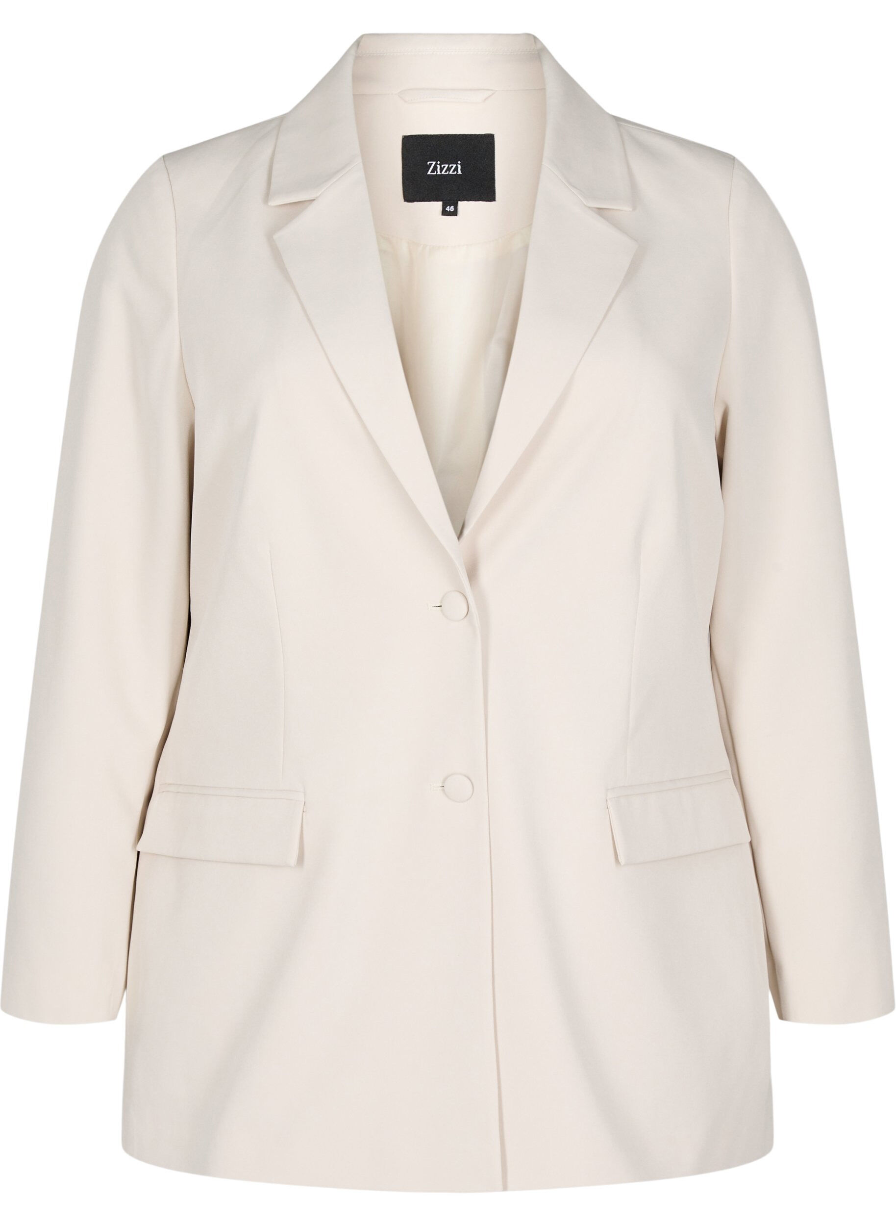 Zizzi Klassischer Blazer mit Knopfverschluss, Beige, Packshot image number 0