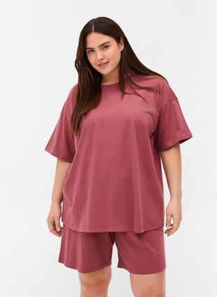 Kurzarm T-Shirt aus Baumwolle, Deco Rose, Model image number 0