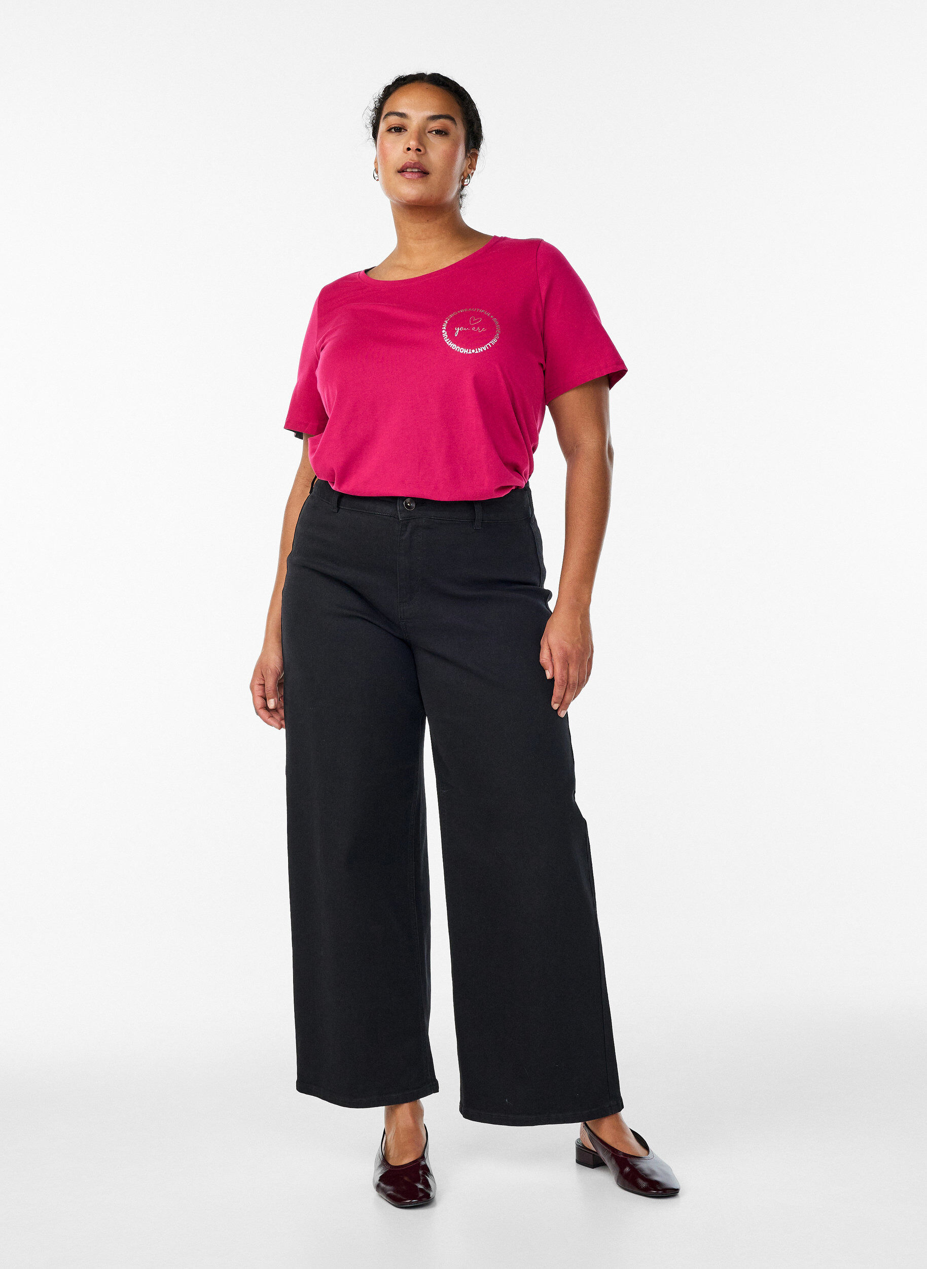 Zizzi FLASH - T-Shirt mit Print, Rot, Model image number 1