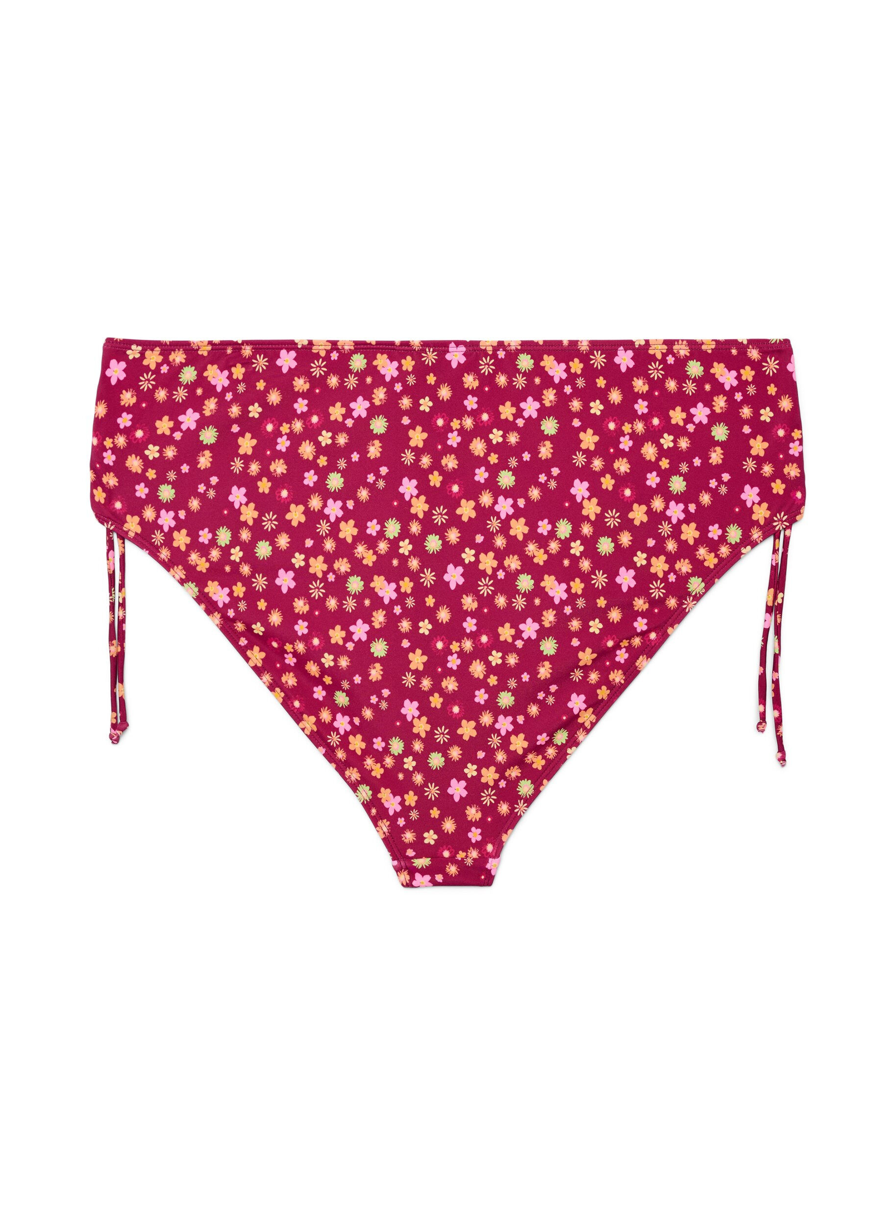 Zizzi Gebl&uuml;mter Tai-Bikini-Slip zum Binden, Rot, Packshot image number 1
