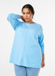 Strickbluse mit Rundhalsausschnitt und Strickmuster, Blau, Model image number 0