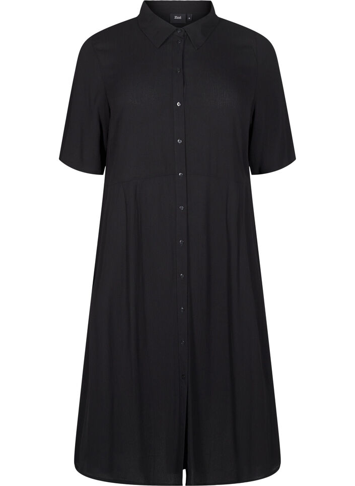Midikleid mit kurzen &Auml;rmeln, Schwarz, Packshot image number 0