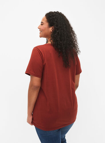 Kurzärmeliges T-Shirt mit V-Ausschnitt, Fired Brick, Model image number 1