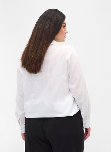 Bluse mit 3/4-Ärmeln und Knöpfen, White, Model image number 1
