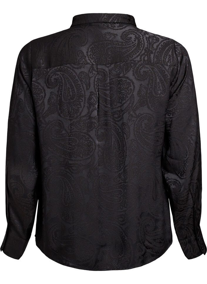 Bluse mit Ton-in-Ton Paisleymuster, Schwarz, Packshot image number 1