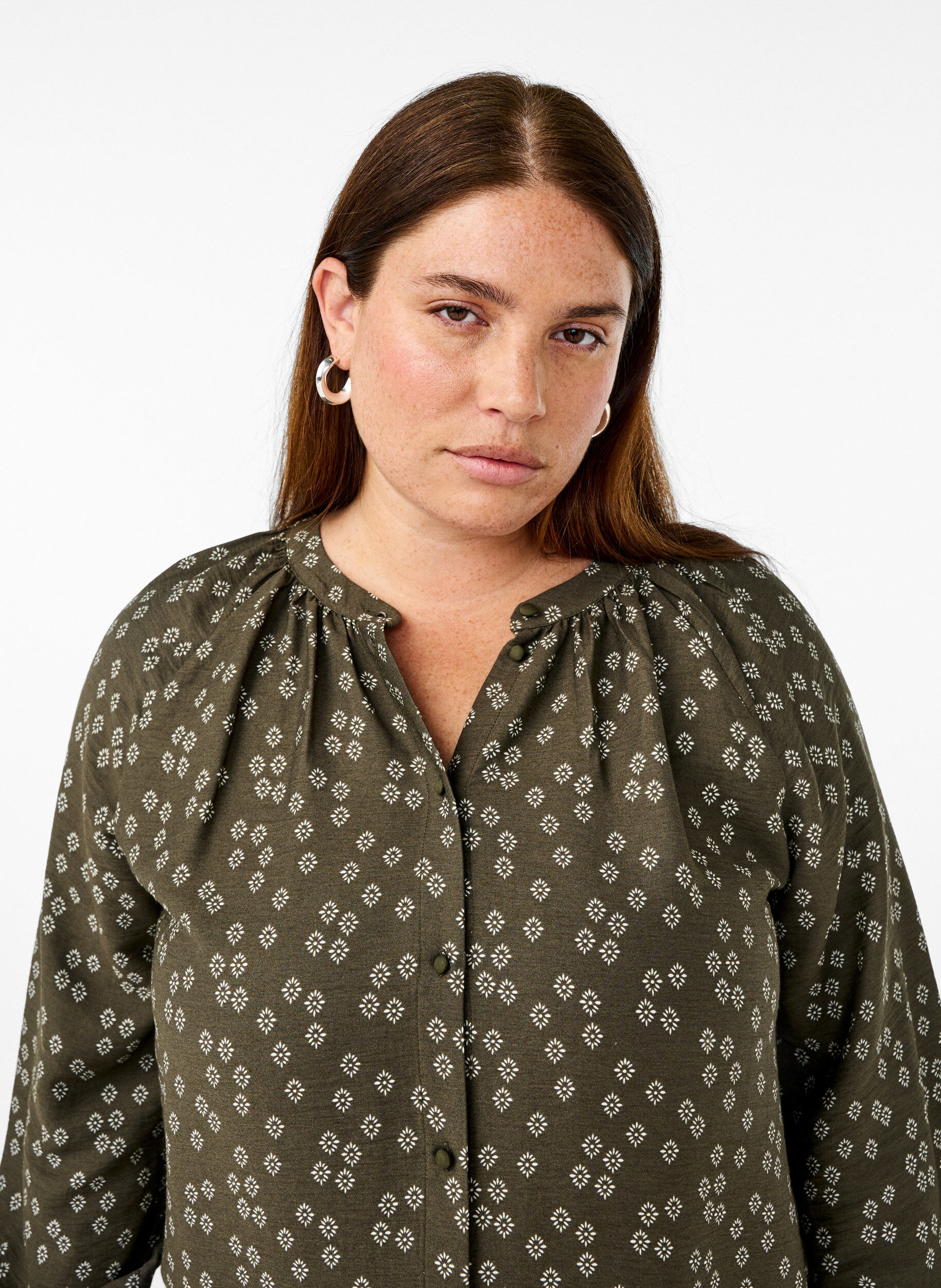 Zizzi Lang&auml;rmlige Tunika mit floralem Print, Gr&uuml;n, Image image number 0