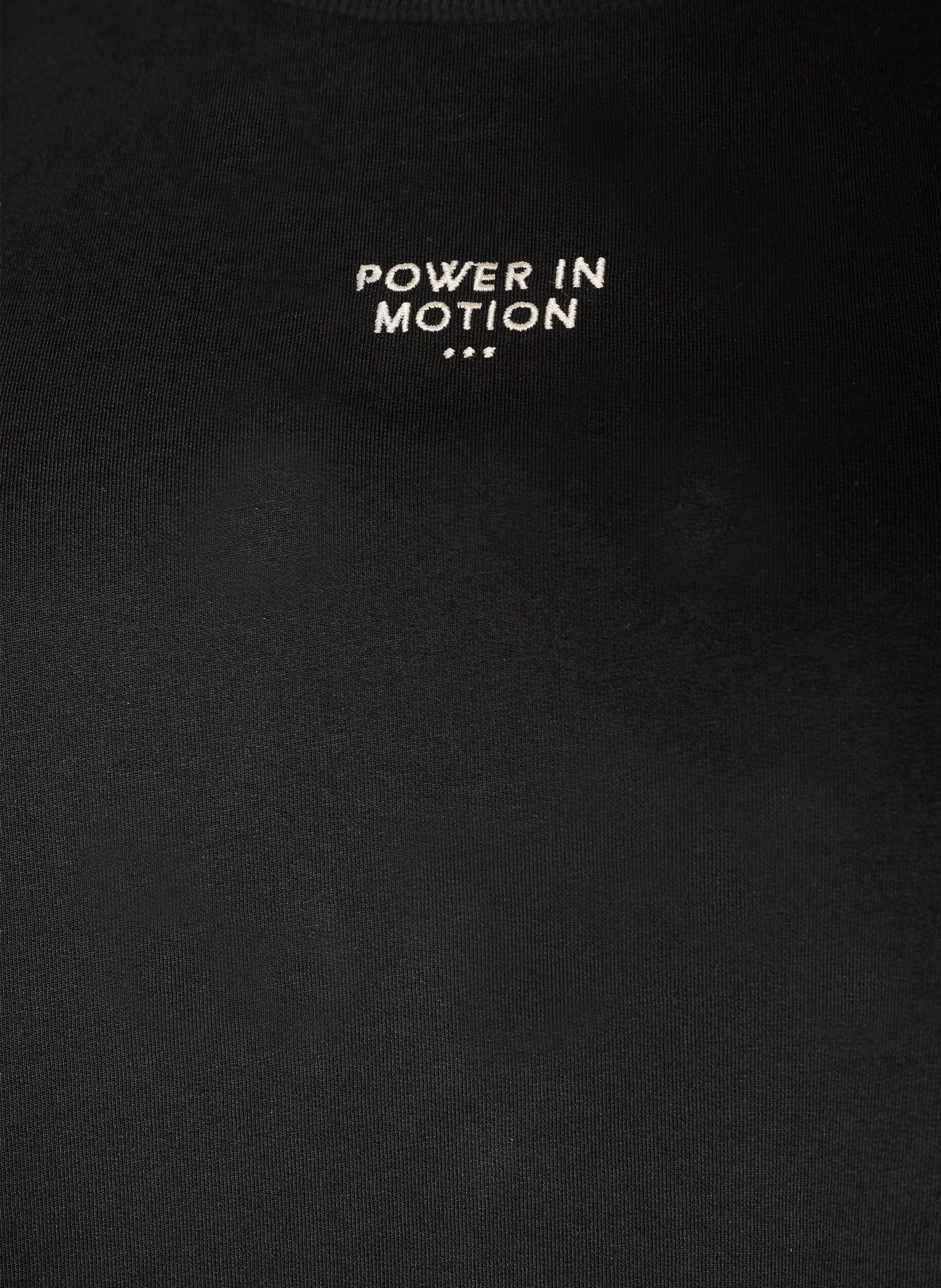 Zizzi Aktiv-T-Shirt mit lockerer Passform und aufgesticktem Statement, Schwarz, Packshot image number 2