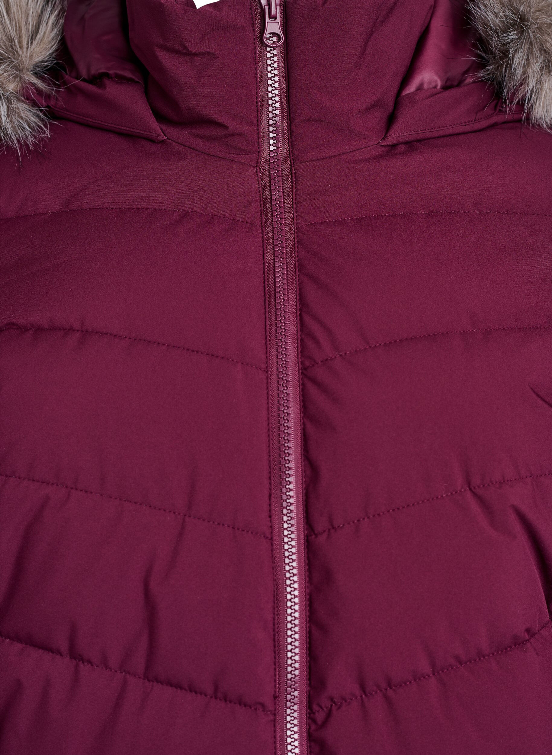 Zizzi Kurze Steppjacke mit Kapuze, Dunkles Bordeaux, Packshot image number 2