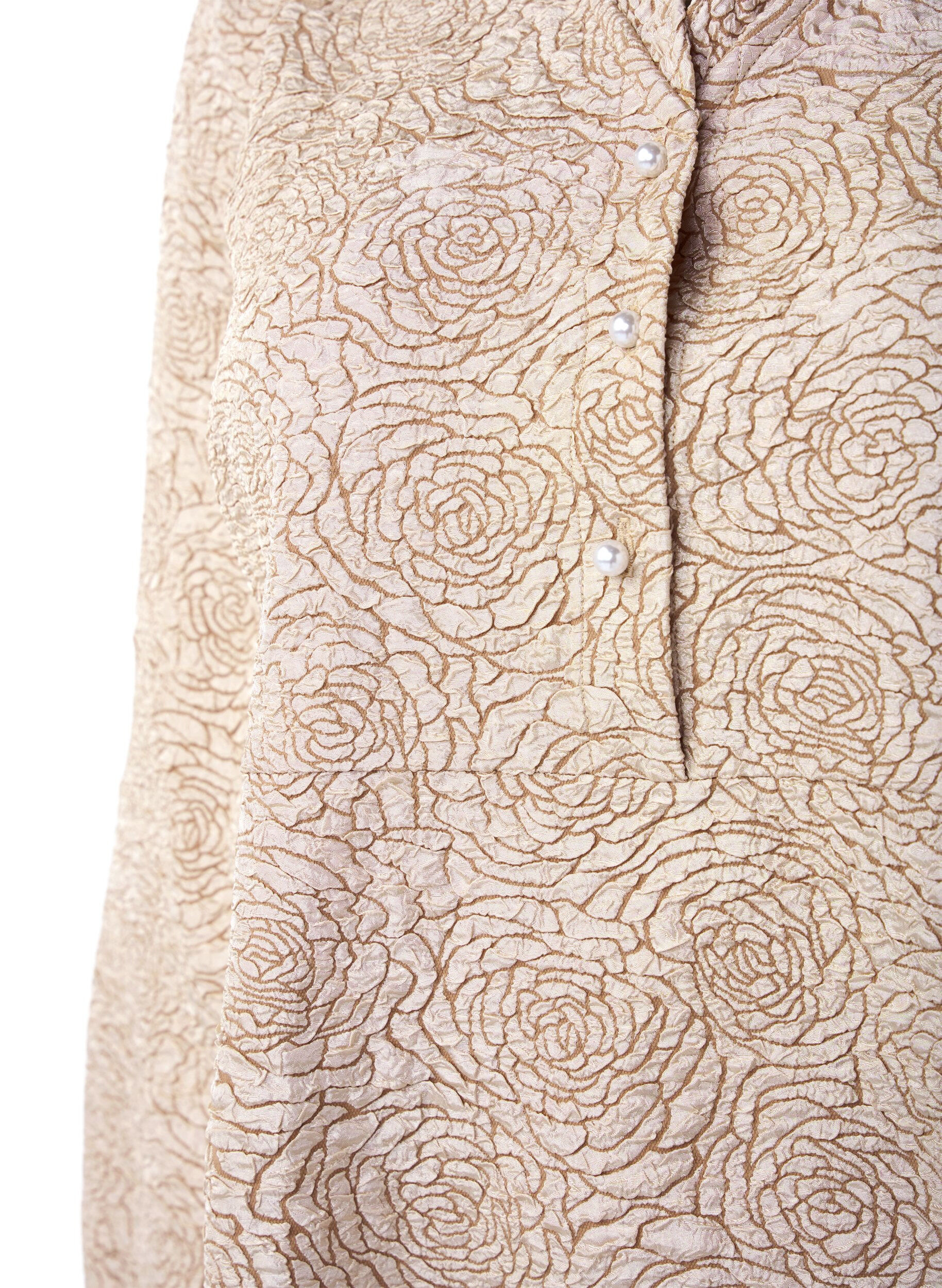 Zizzi Kurzes Jacquardkleid mit gebl&uuml;mtem Muster, Stucco, Packshot image number 2