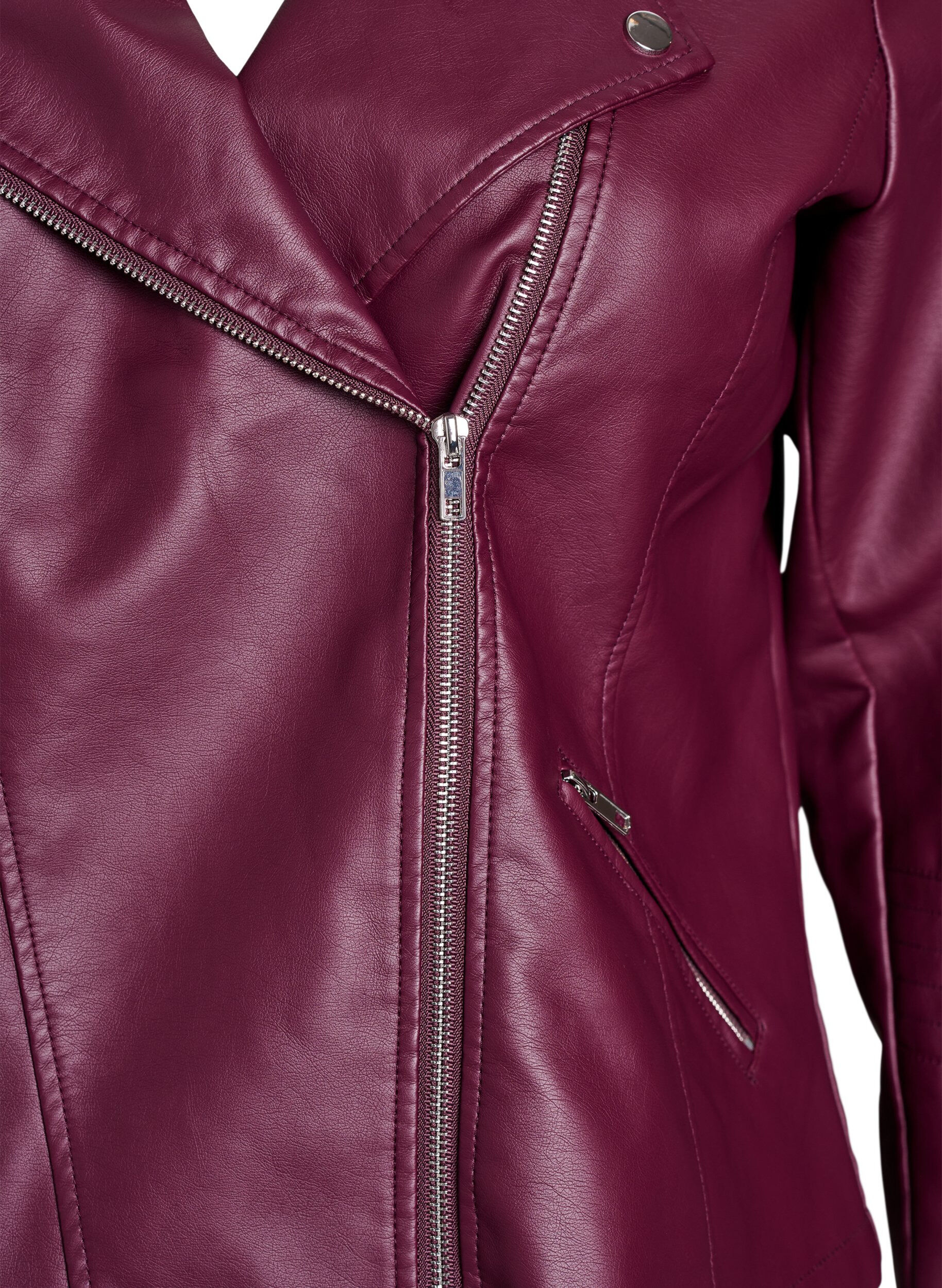 ZizziBikerjacke aus Kunstleder, Dunkles Bordeaux, Packshot image number 2