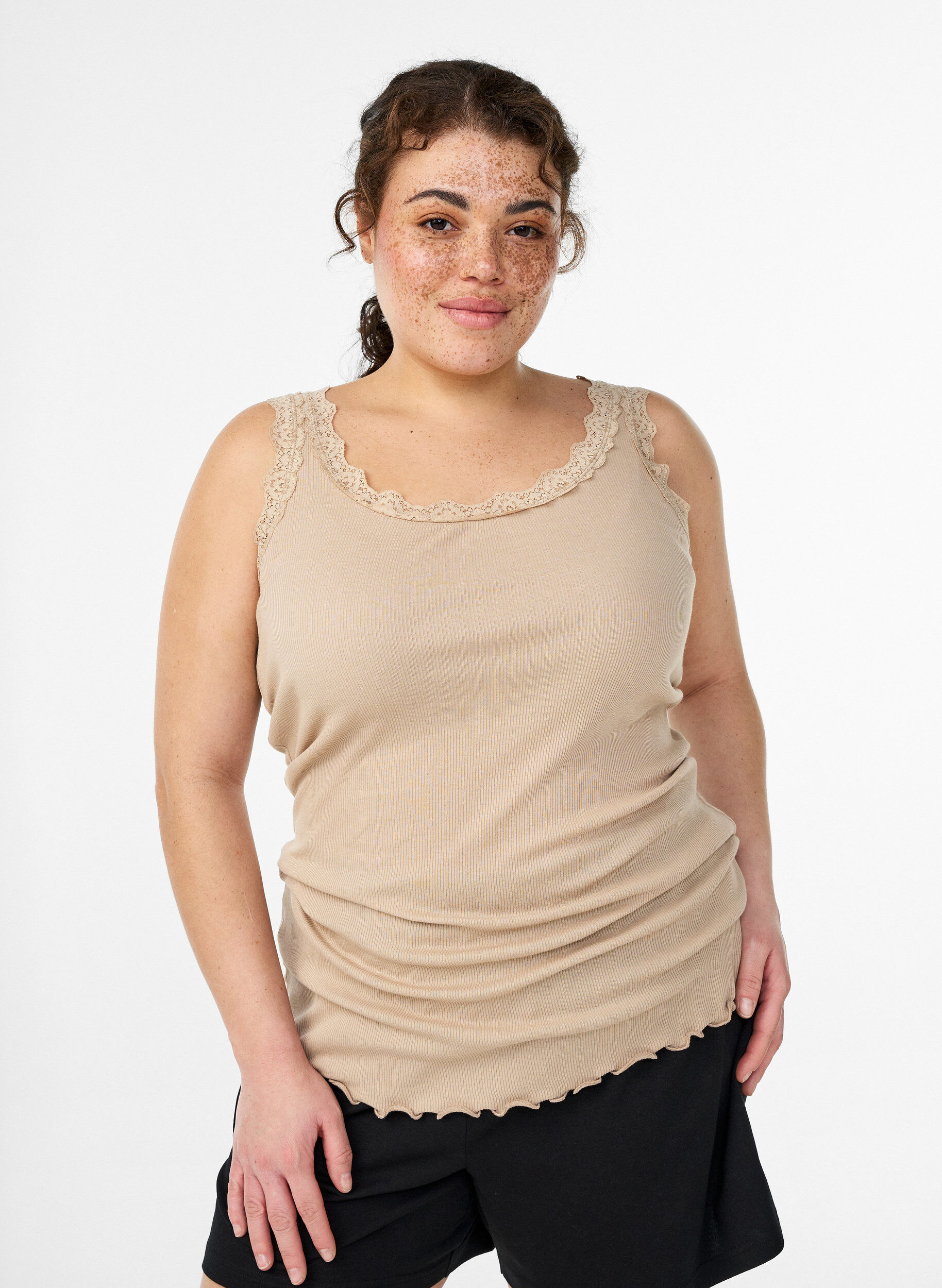 Spitzentop, Beige, Model