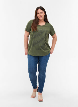 T-Shirt mit Print aus Bio-Baumwolle, Thyme Melange, Model image number 2