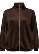 Weicher Cardigan aus Velours mit Rei&szlig;verschluss und hohem Kragen, Braun, Packshot image number 0