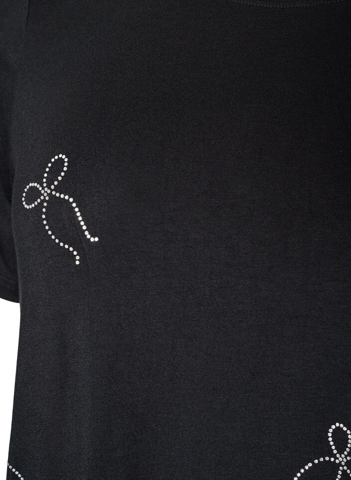 T-Shirt aus Viskose mit Strasssteinen, Schwarz, Packshot image number 2