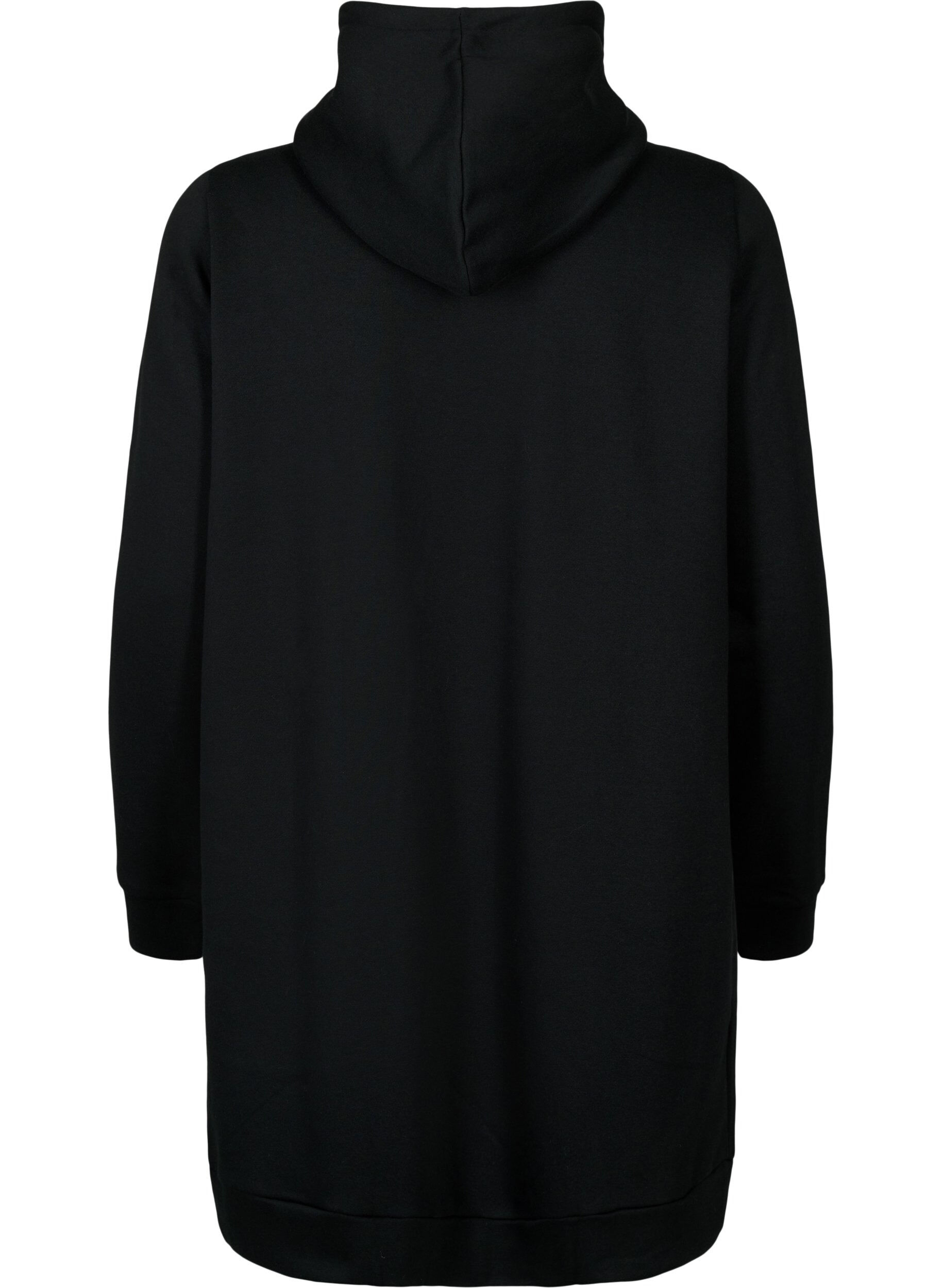 Zizzi Sportliches Sweatshirtkleid mit Kapuze, Black/Grey, Packshot image number 1