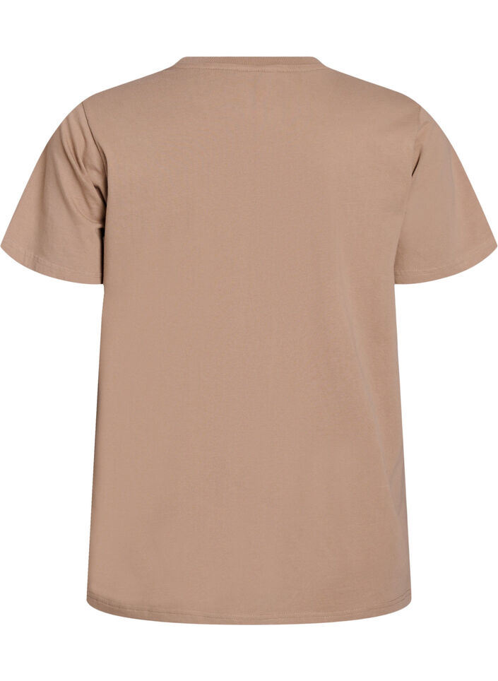 T-Shirt aus Bio-Baumwolle mit Statement-Print, Beige, Packshot image number 1