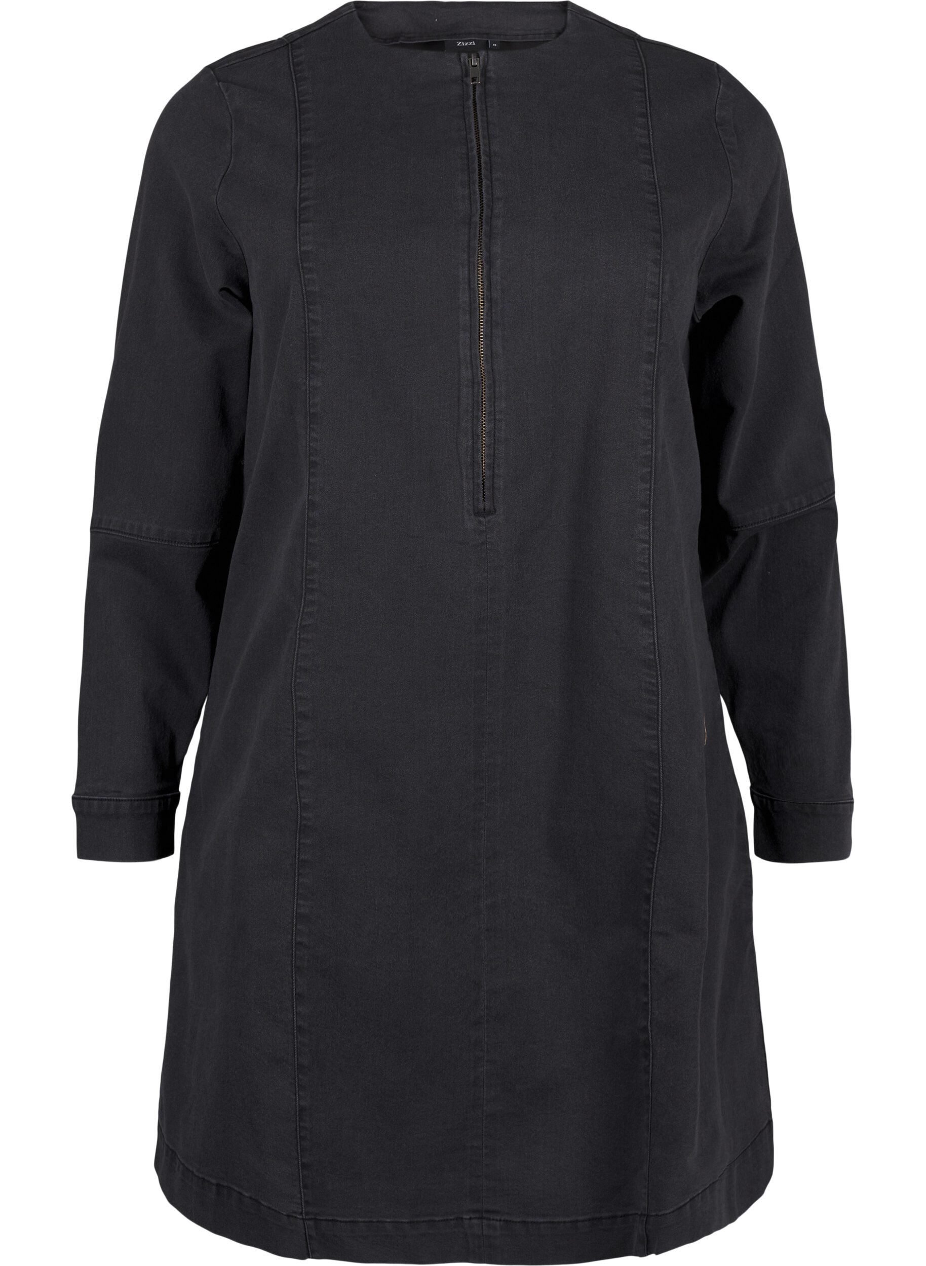 Zizzi Jeanskleid mit A-Linie mit Rei&szlig;verschluss, Grey Washed, Packshot image number 0