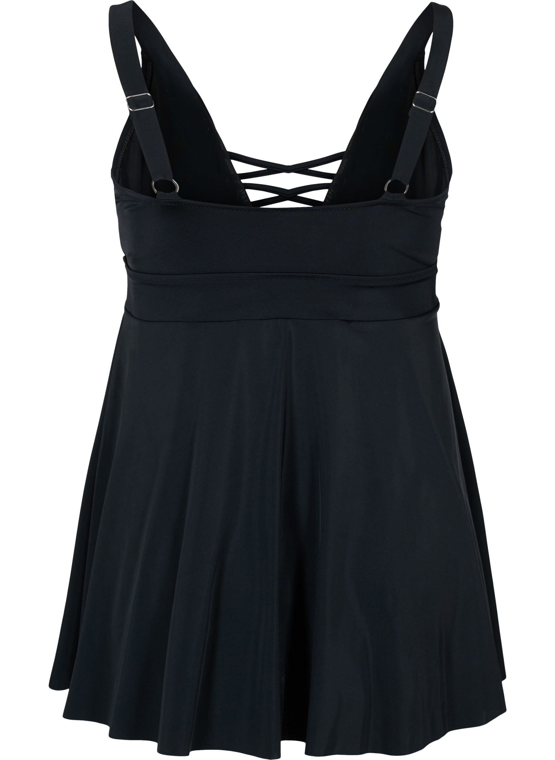 Zizzi Badekleid mit Schnurdetails, Black, Packshot image number 1