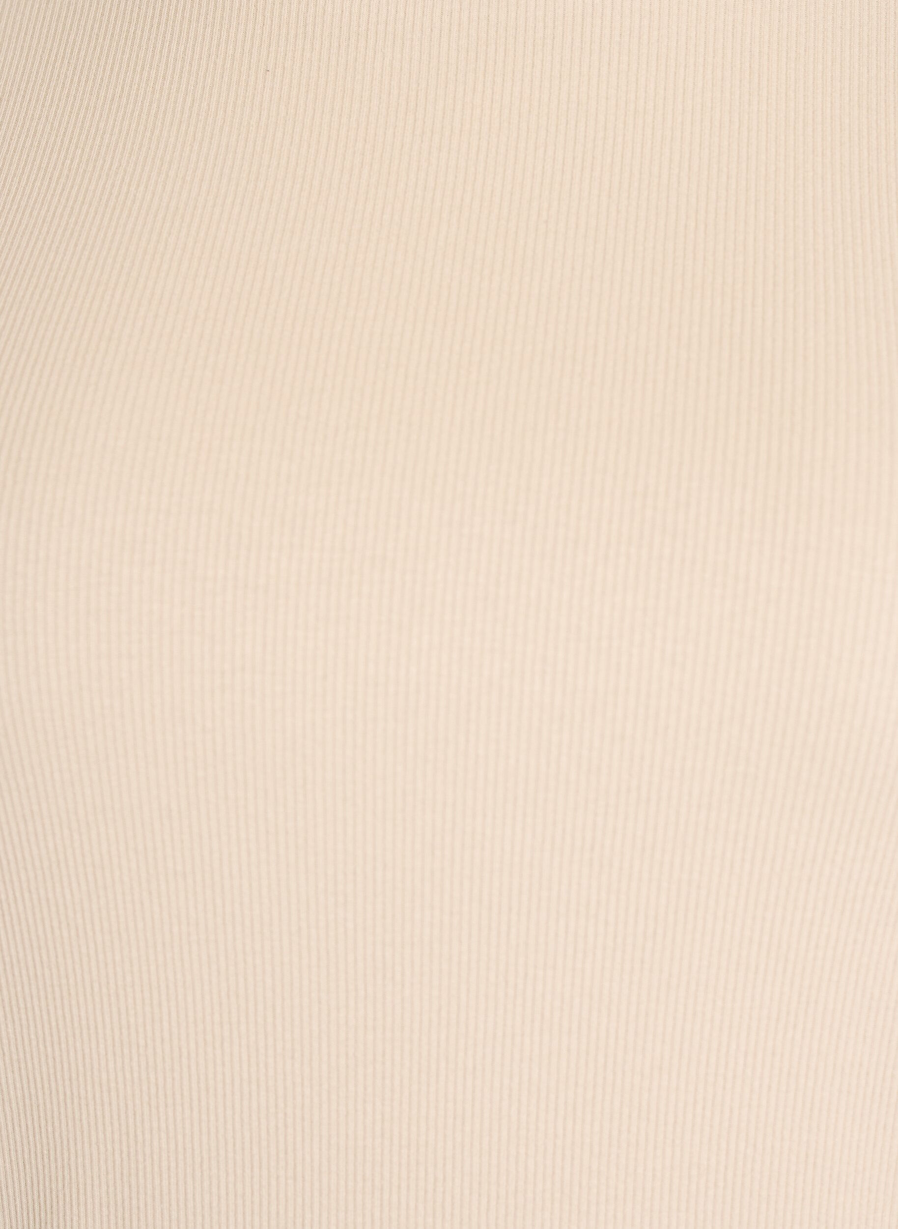 Zizzi Geripptes Basic-T-Shirt mit Rundhalsausschnitt, Beige, Packshot image number 2