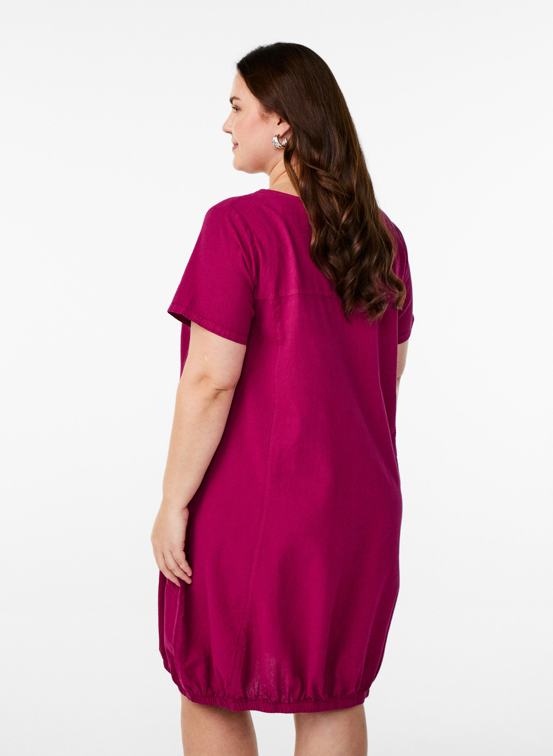 Zizzi Kurzarm Kleid aus Baumwolle, Rot, Model image number 2