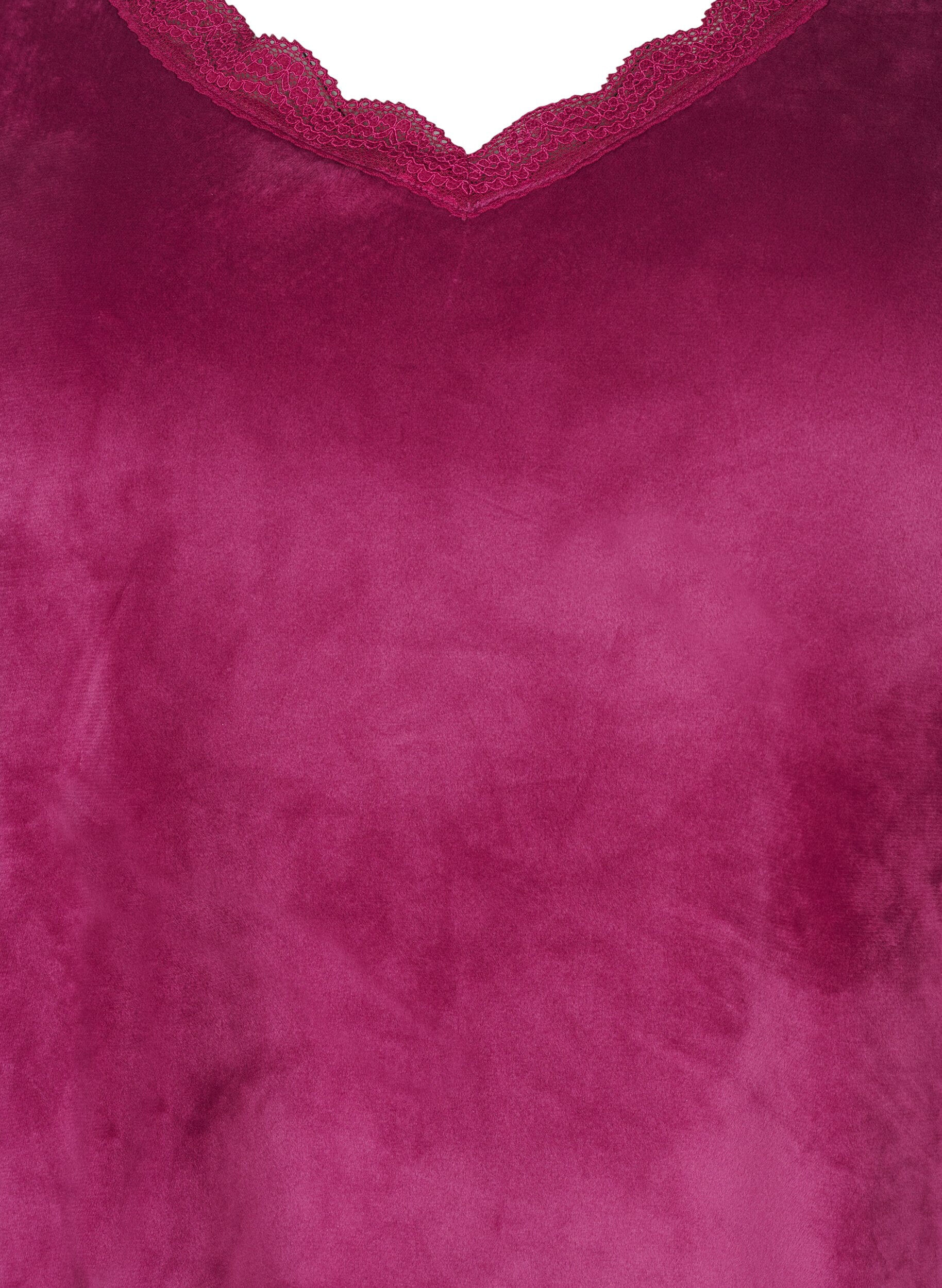 Zizzi Veloursbluse mit V-Ausschnitt, Boysenberry, Packshot image number 2