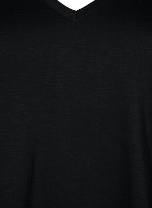 Kurzärmliges Basic-T-Shirt mit V-Ausschnitt, Black, Packshot image number 2