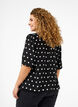 Gepunktete Bluse mit kurzen Ärmeln, Black W. White Dot, Model image number 1