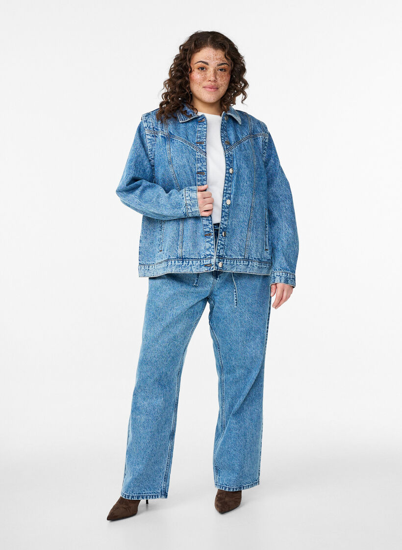Jeansjacke mit abnehmbaren &Auml;rmeln, Blau, Model image number 1