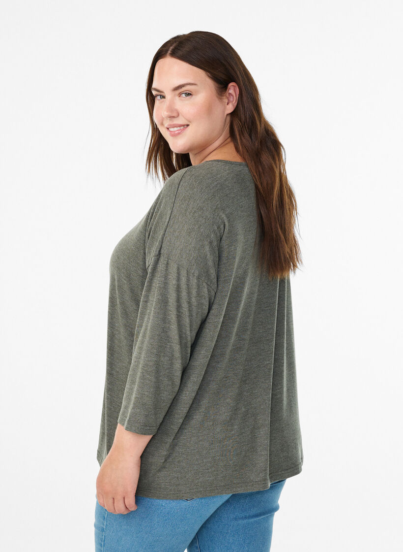 Bluse aus Jersey mit 3/4-&Auml;rmeln, Gr&uuml;n, Model image number 2