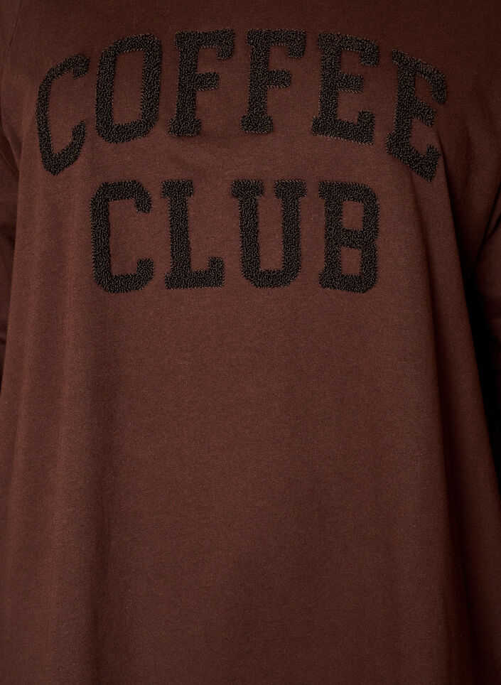 Hoodie mit Textmotiv aus Frottee, Braun, Packshot image number 2