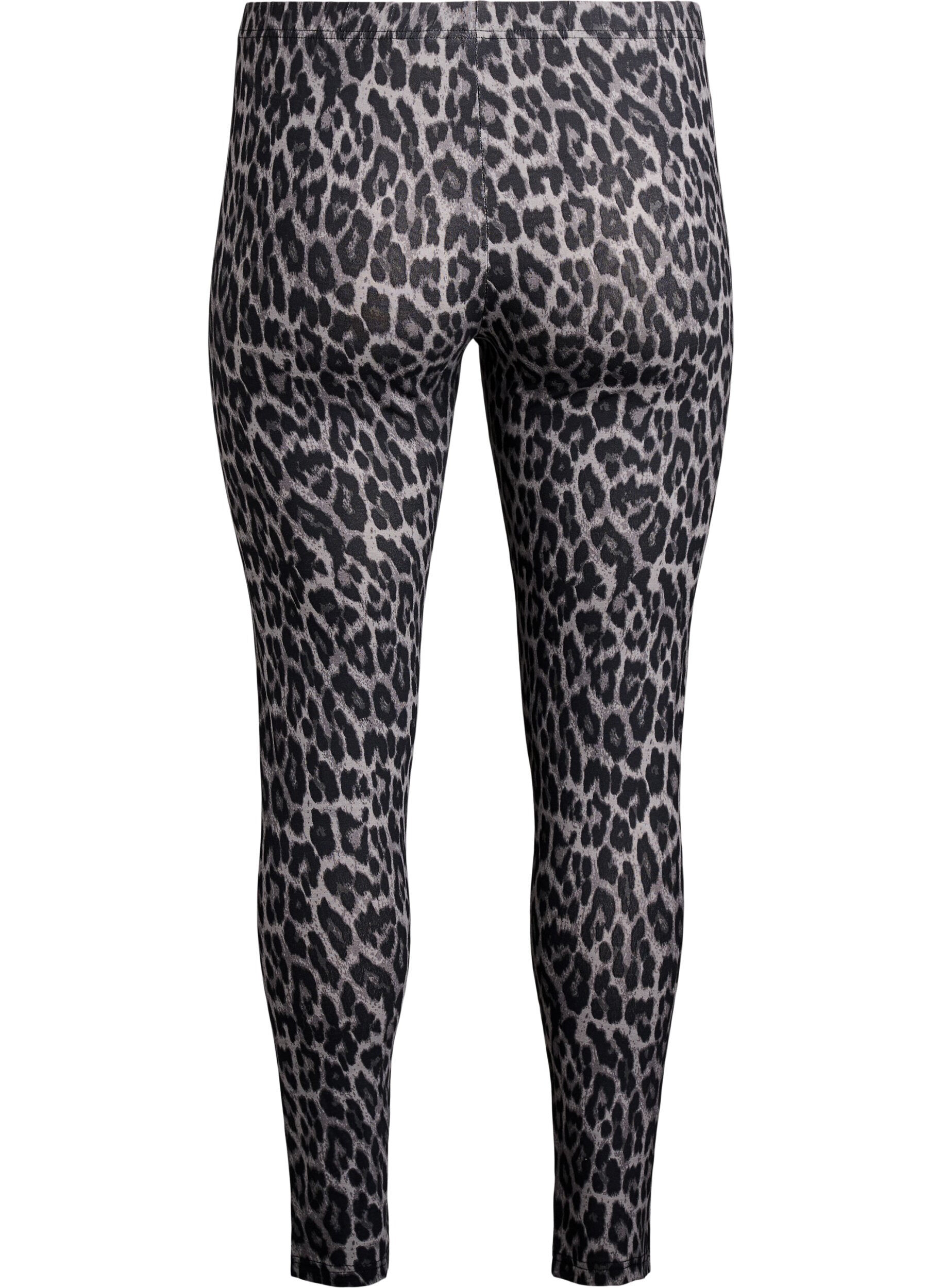 Zizzi Leggings aus Viskose mit Zebraprint, Grau, Packshot image number 1