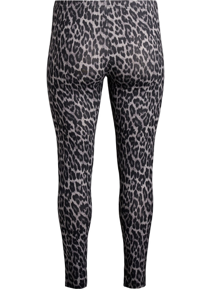 Viskose Leggings mit Leopardendruck, Grau, Packshot image number 1