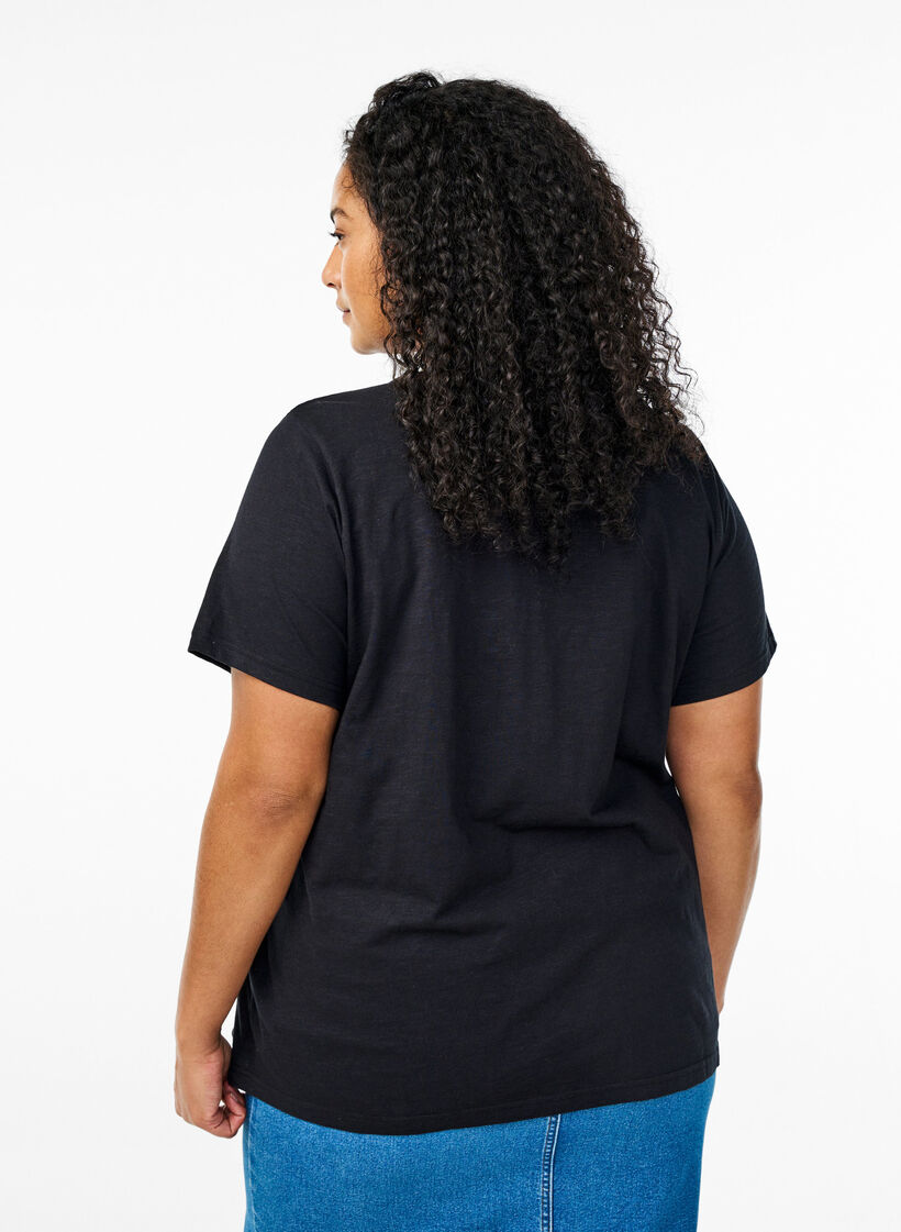 T-Shirt mit Knopfleiste, Schwarz, Model image number 2