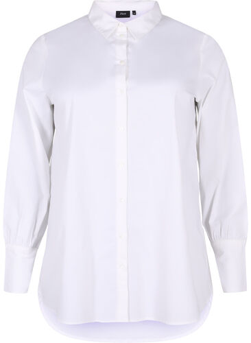 Langes Baumwollhemd, Bright White, Packshot image number 0